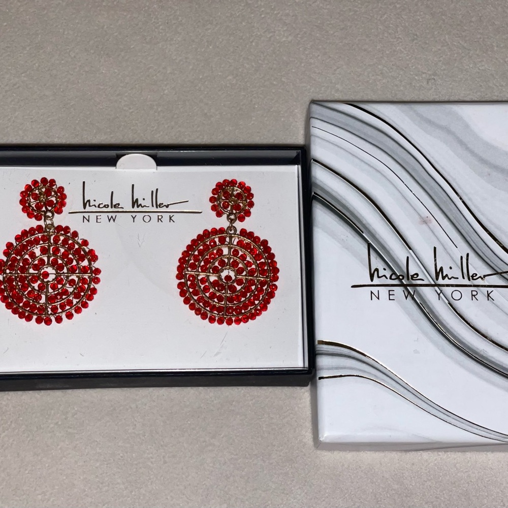 Nicole Miller Red Statement Earrings